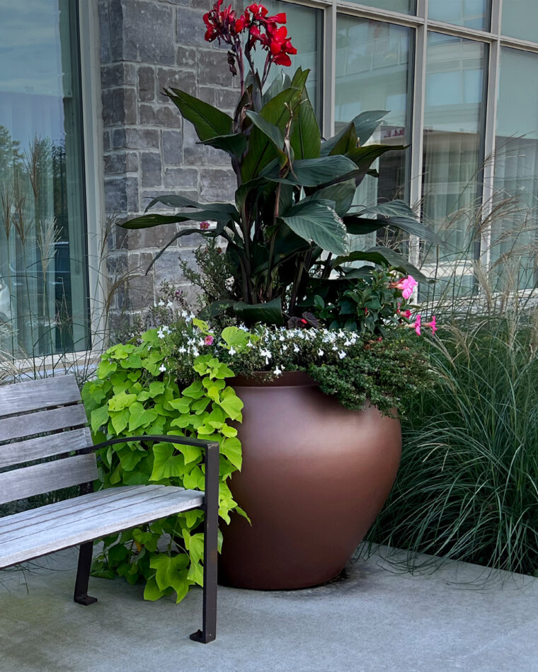 Old Town Fiberglass Grecian planter urn at ASC Whitby.