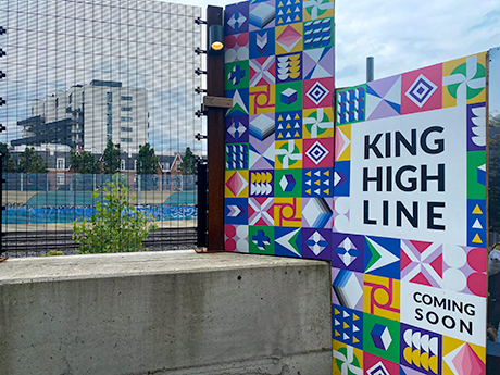 Omega MAX high security fence panel next to a King High Line sign.