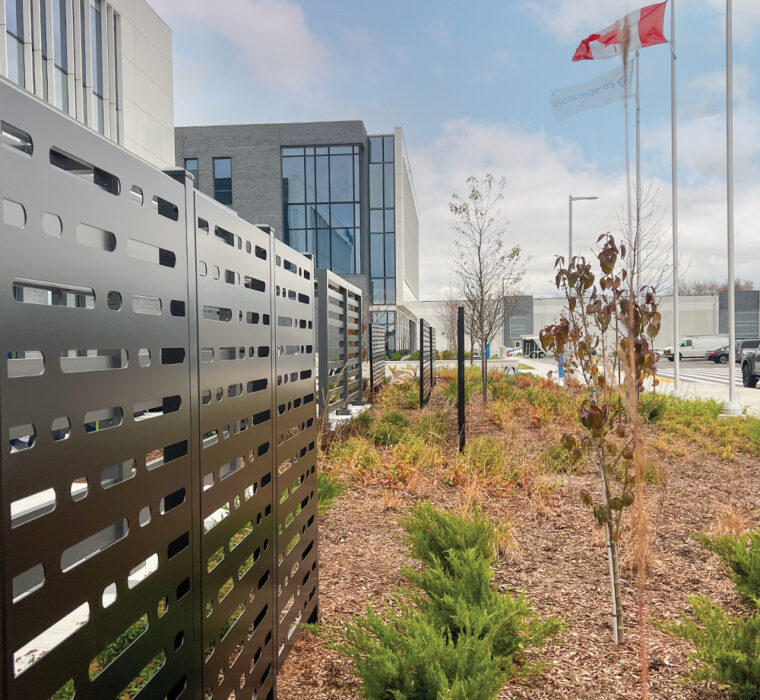 Omega Unik privacy fence at Co-operators head office in Guelph.