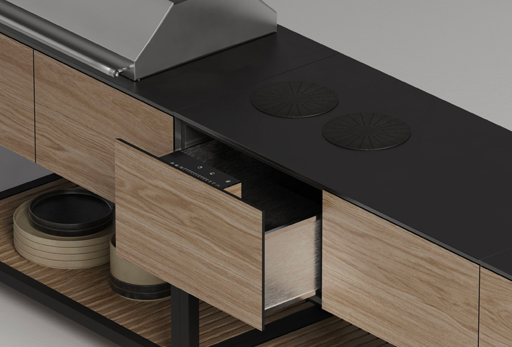 Outerspace Series 02 outdoor kitchen storage drawer module.