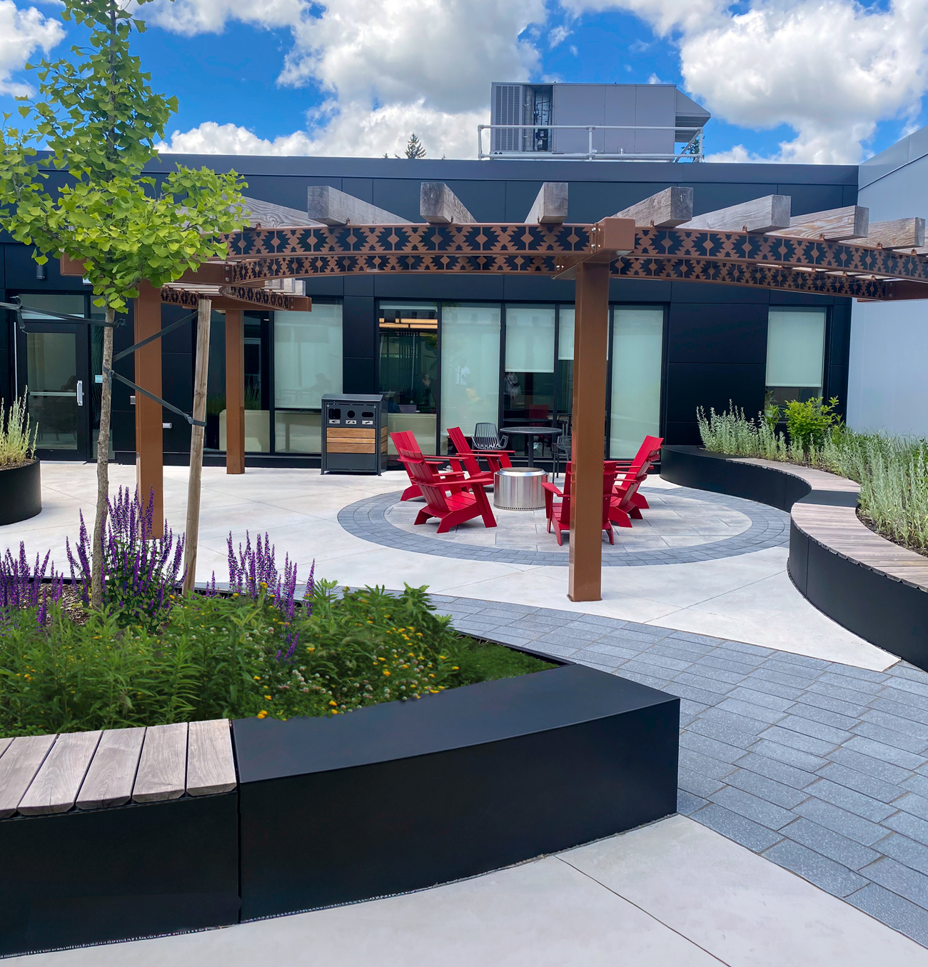 Green Theory Join Planters and Edging at Conestoga College courtyard in Guelph, Ontario.