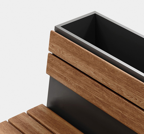 Green Theory Kingston Planter with integrated Bench.